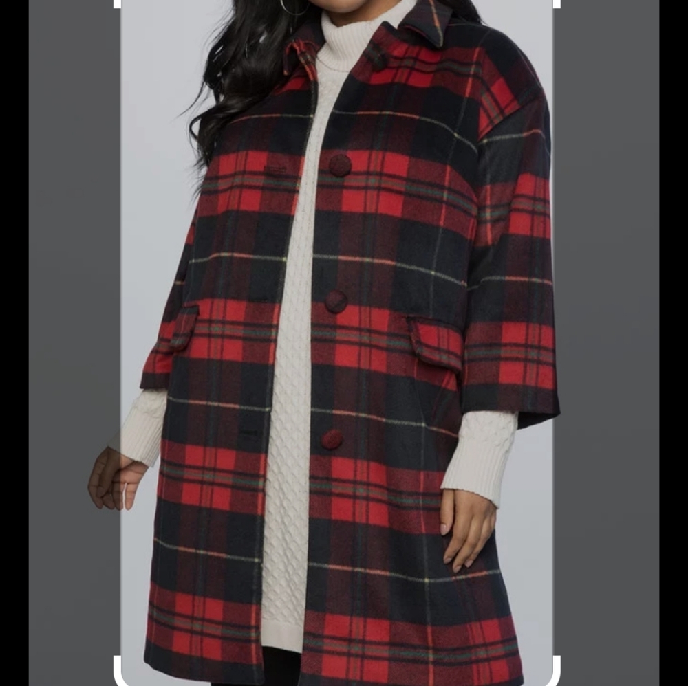 ELOQUII TARTAN PLAID OVERCOAT NEW 18/20